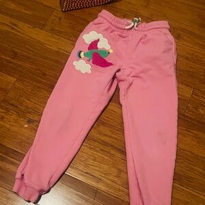 Mini Boden Pink Joggers with Bird Appliqué